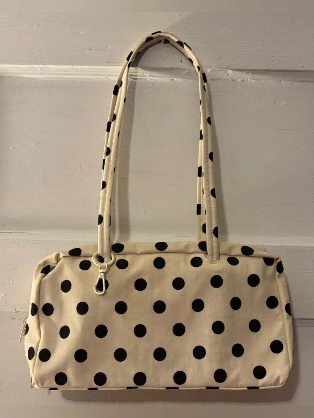 Baggu Bowler Bag cream with black polka dots NWOT - Picture 1 of 4